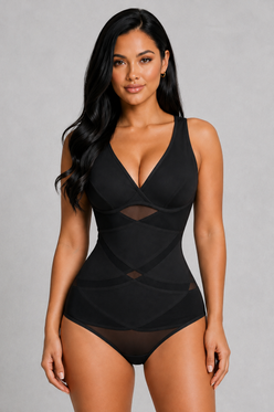 Sculp V-Neck Cross Tummy Control Butt-Lift Bodysuit