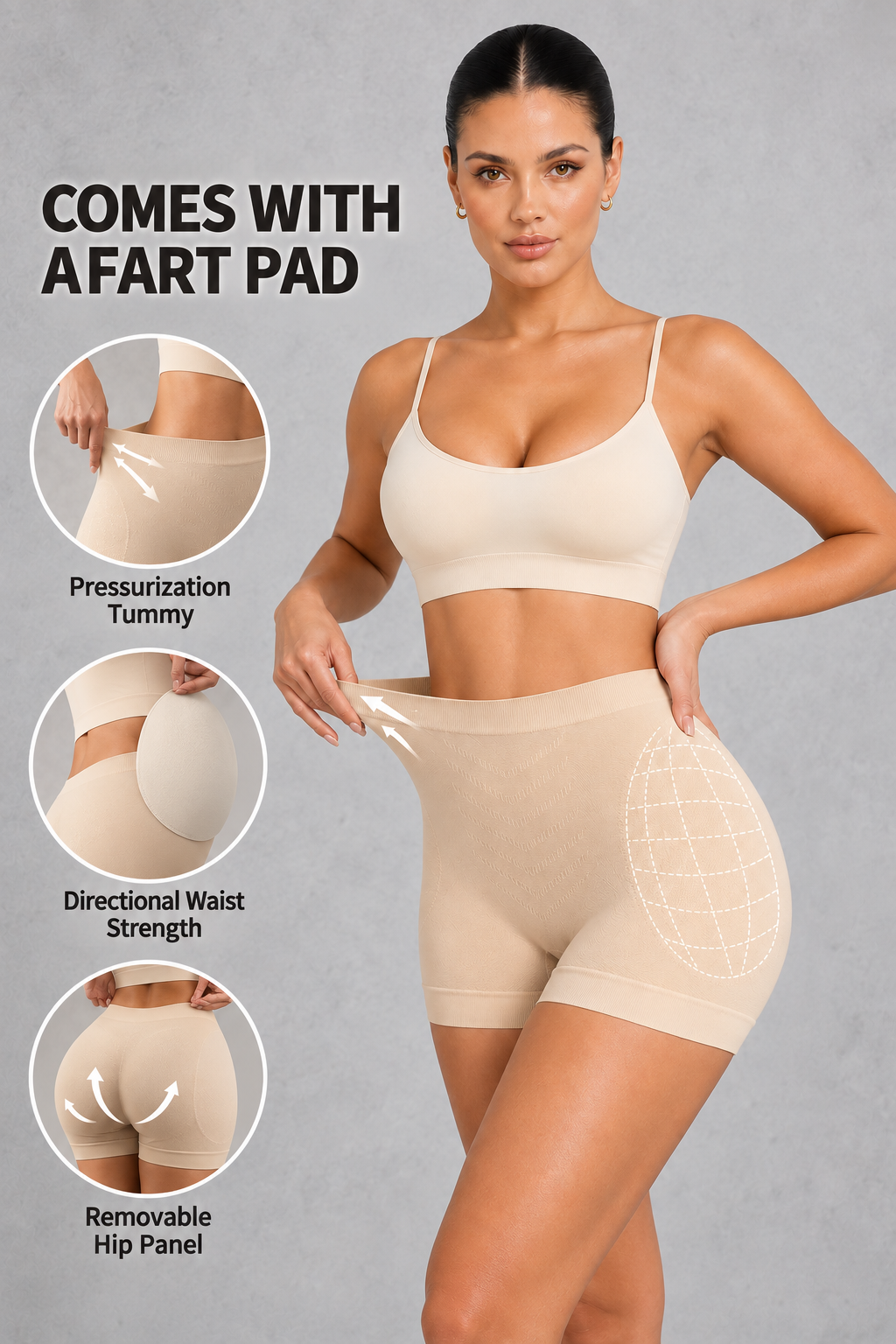 Sculp Seamless Tummy Control Butt & Hip Enhancer Shaping Shorts with Removable Pads