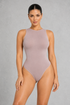 Backless seamless high neck tank bodysuit with thong back