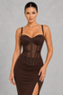 Boned mesh corset top with padded sweetheart cups