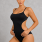 Sculp Backless Cut-Out Shaping Bodysuit in Black – three-quarter view