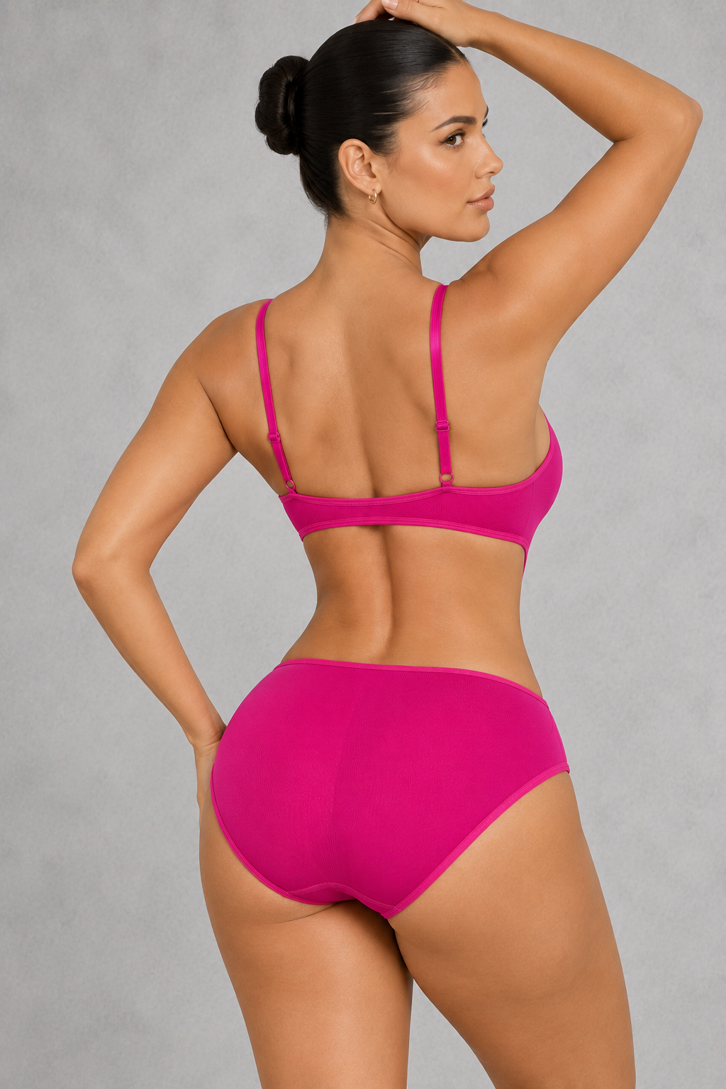 Sculp Backless Cut-Out Shaping Bodysuit in Hot Pink – back view showing open back