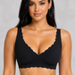 Sculp scalloped deep V push-up bra in black