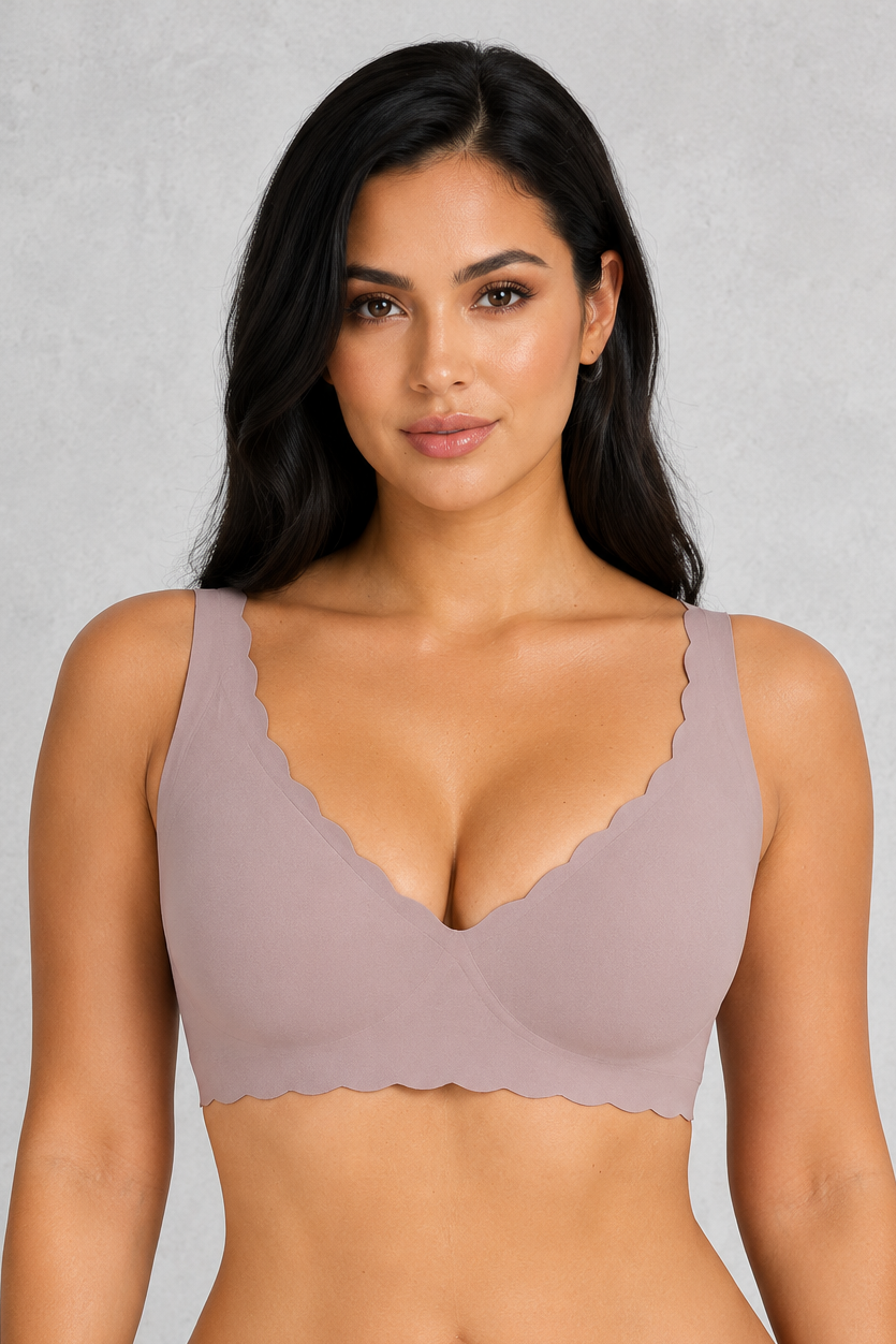 Sculp scalloped deep V push-up bra, back view