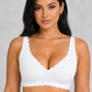 Sculp scalloped deep V push-up bra in white