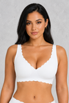 Sculp scalloped deep V push-up bra in white