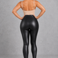 Sculp Tummy Control Faux Leather Leggings – High Waist Sculpting Zip Front