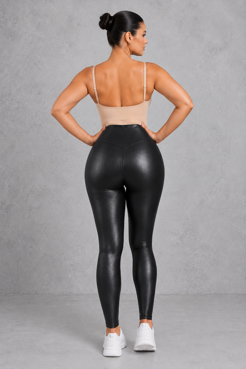 Sculp Tummy Control Faux Leather Leggings – High Waist Sculpting Zip Front