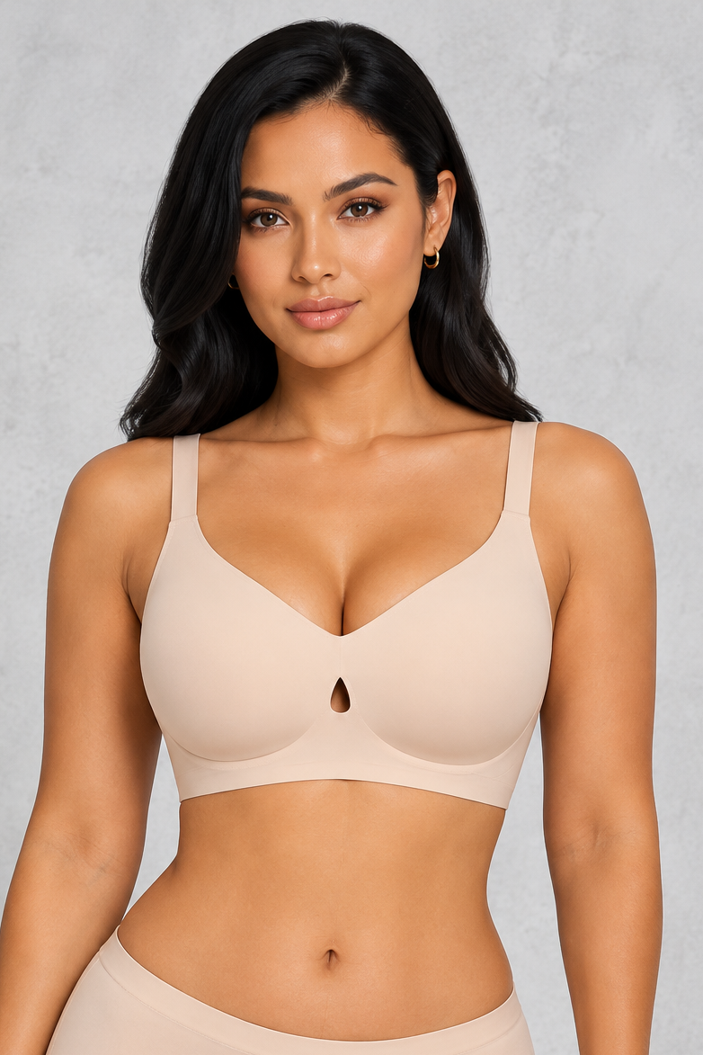Sculp seamless jelly support bra in nude with keyhole detail