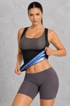 Sculp sauna sweat vest in black with blue heat-trapping lining