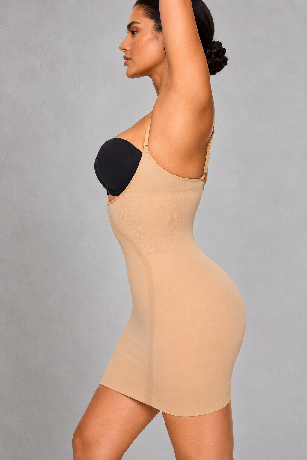 Sculp plus size open bust shaping slip, side view