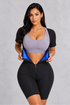 Sculp short sleeve sauna sweat bodysuit with blue heat-trapping lining