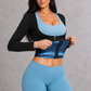 Sculp long sleeve sauna sweat top with blue heat-trapping lining, front zip