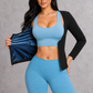Sculp long sleeve sauna sweat top, open zip showing blue lining