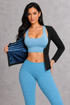 Sculp long sleeve sauna sweat top, open zip showing blue lining