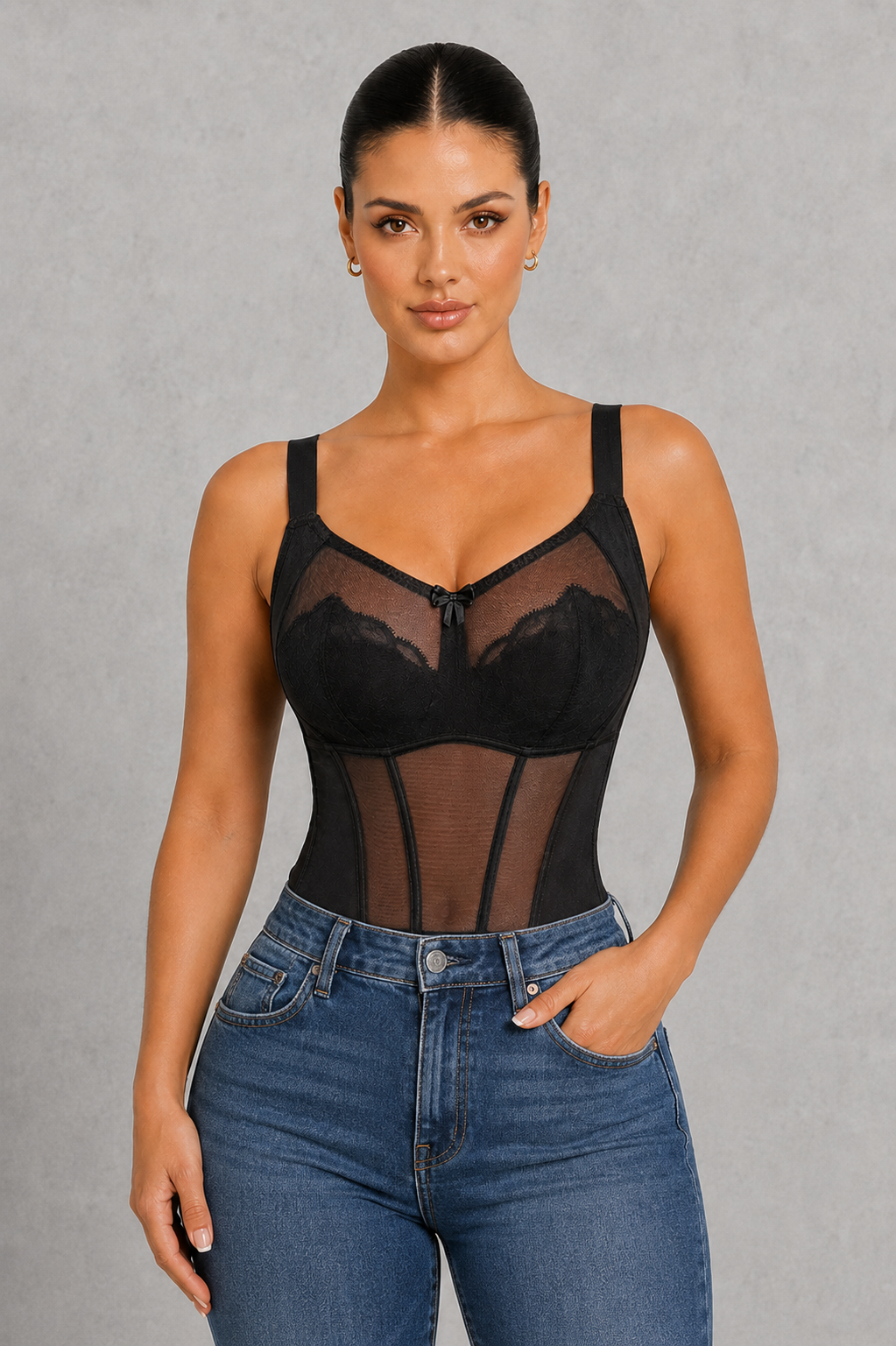 Sculp Lace Mesh Sheer Shaping Top