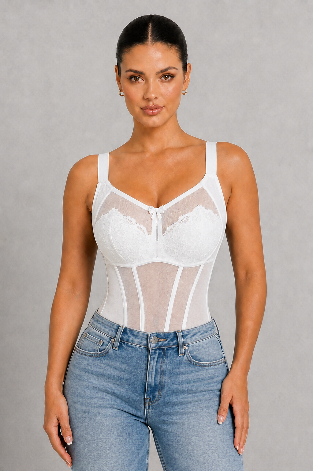 Sculp Lace Mesh Sheer Shaping Top