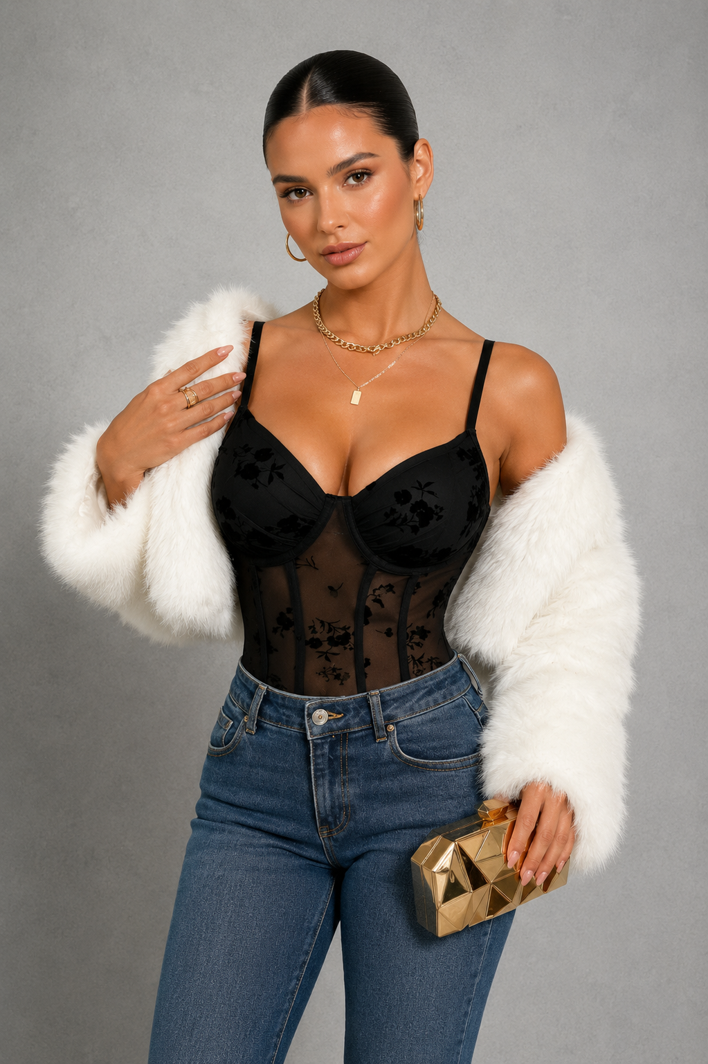 Sculp Sheer Mesh Tummy Control Shaping Bodysuit