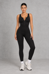 Sculp Shaping Workout Jumpsuit – Zip Front Tummy Control One Piece
