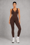 Sculp Shaping Workout Jumpsuit – Zip Front Tummy Control One Piece