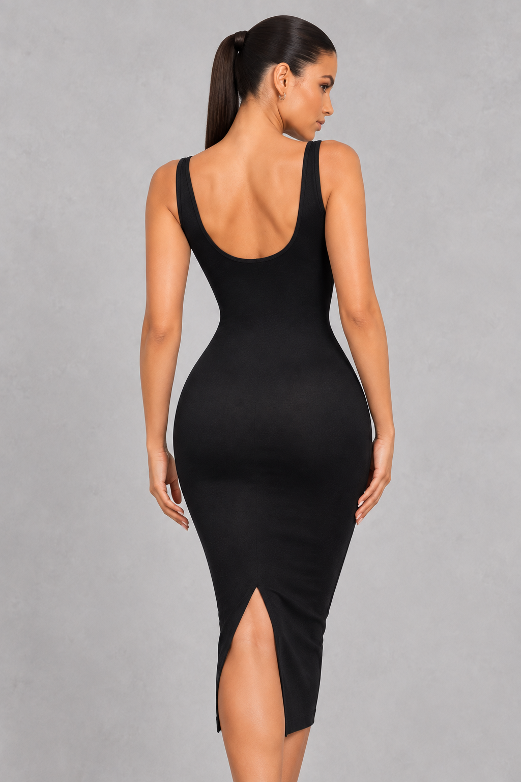 Sculp Sleeveless Crew Neck Long Bodycon Dress