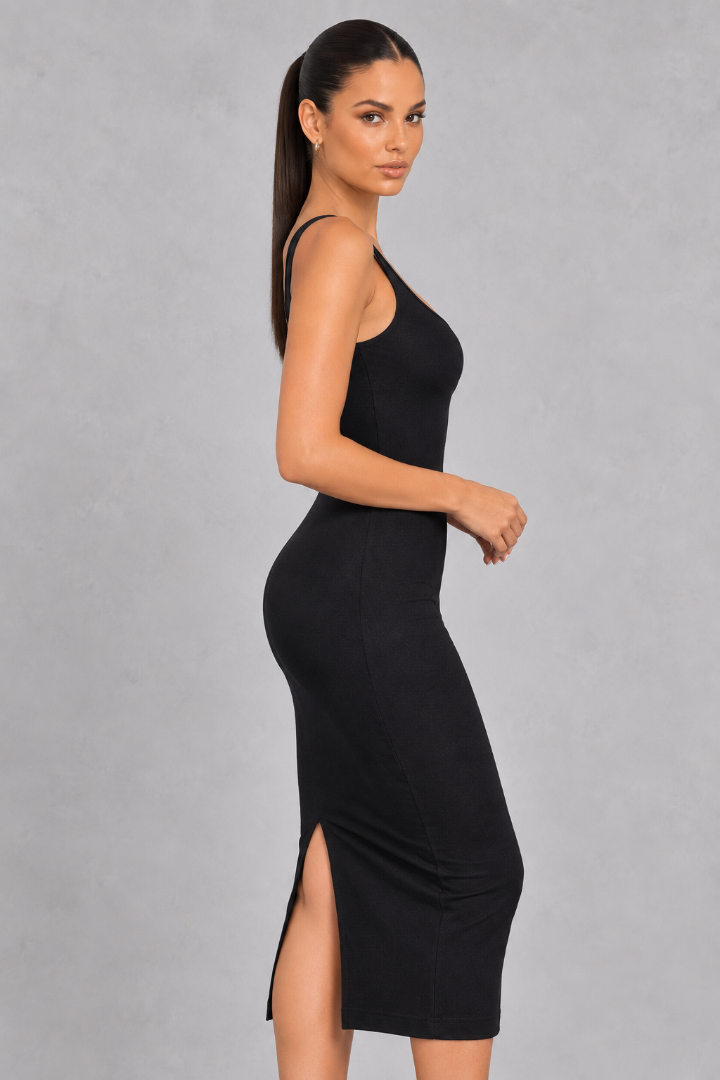 Sculp Sleeveless Crew Neck Long Bodycon Dress