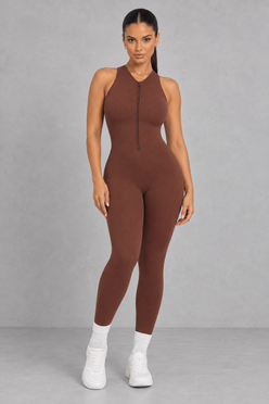 Sculp SnatchedKnit Front-Zip Sculpting Jumpsuit