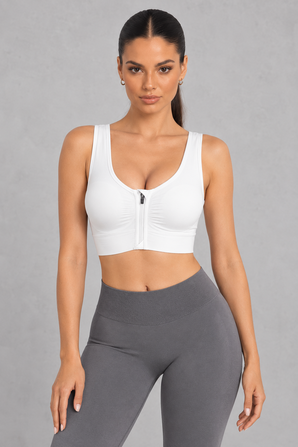 Sculp Front Zip Sports Bra – Seamless Wireless Support