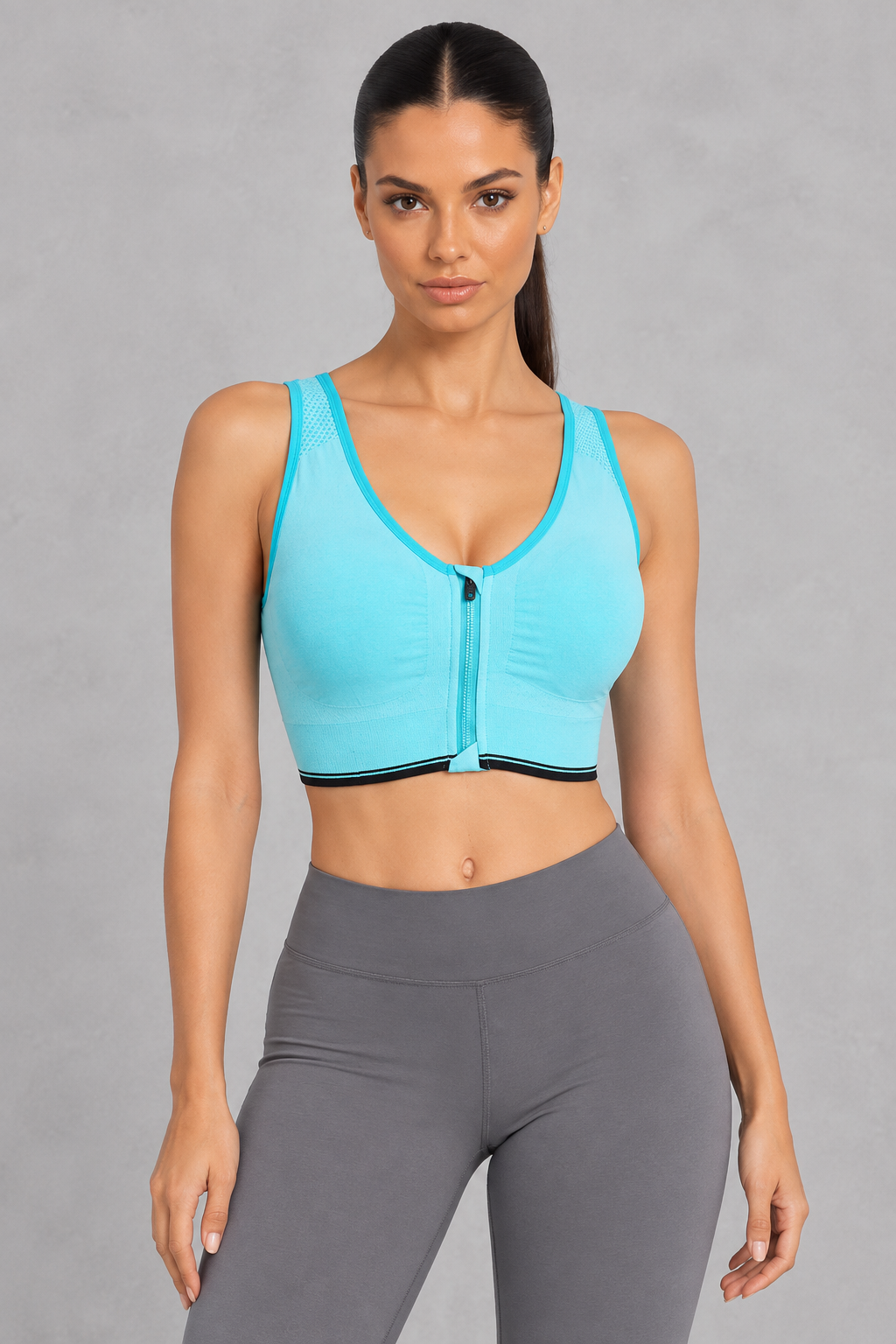 Sculp Front Zip Sports Bra – Seamless Wireless Support