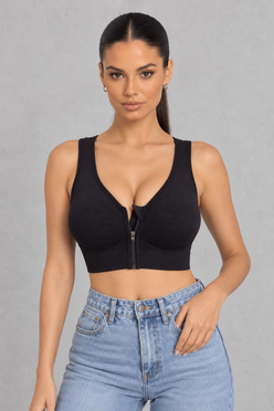 Sculp Front Zip Sports Bra – Seamless Wireless Support