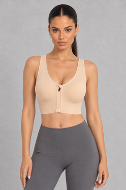 Sculp Front Zip Sports Bra – Seamless Wireless Support