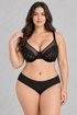 Sculp Dot Mesh & Floral Lace Underwired Bra in Black – front