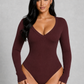 SculpStore V-Neck Long Sleeve Sculpting Bodysuit