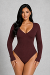 SculpStore V-Neck Long Sleeve Sculpting Bodysuit