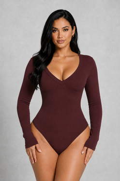 SculpStore V-Neck Long Sleeve Sculpting Bodysuit