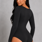 SculpStore Long Sleeve Sculpt Bodysuit | Seamless Tummy Control Thong