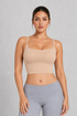 Seamless cropped cami with built-in padded bra and adjustable straps