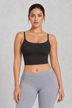 Seamless cropped cami with built-in padded bra and adjustable straps