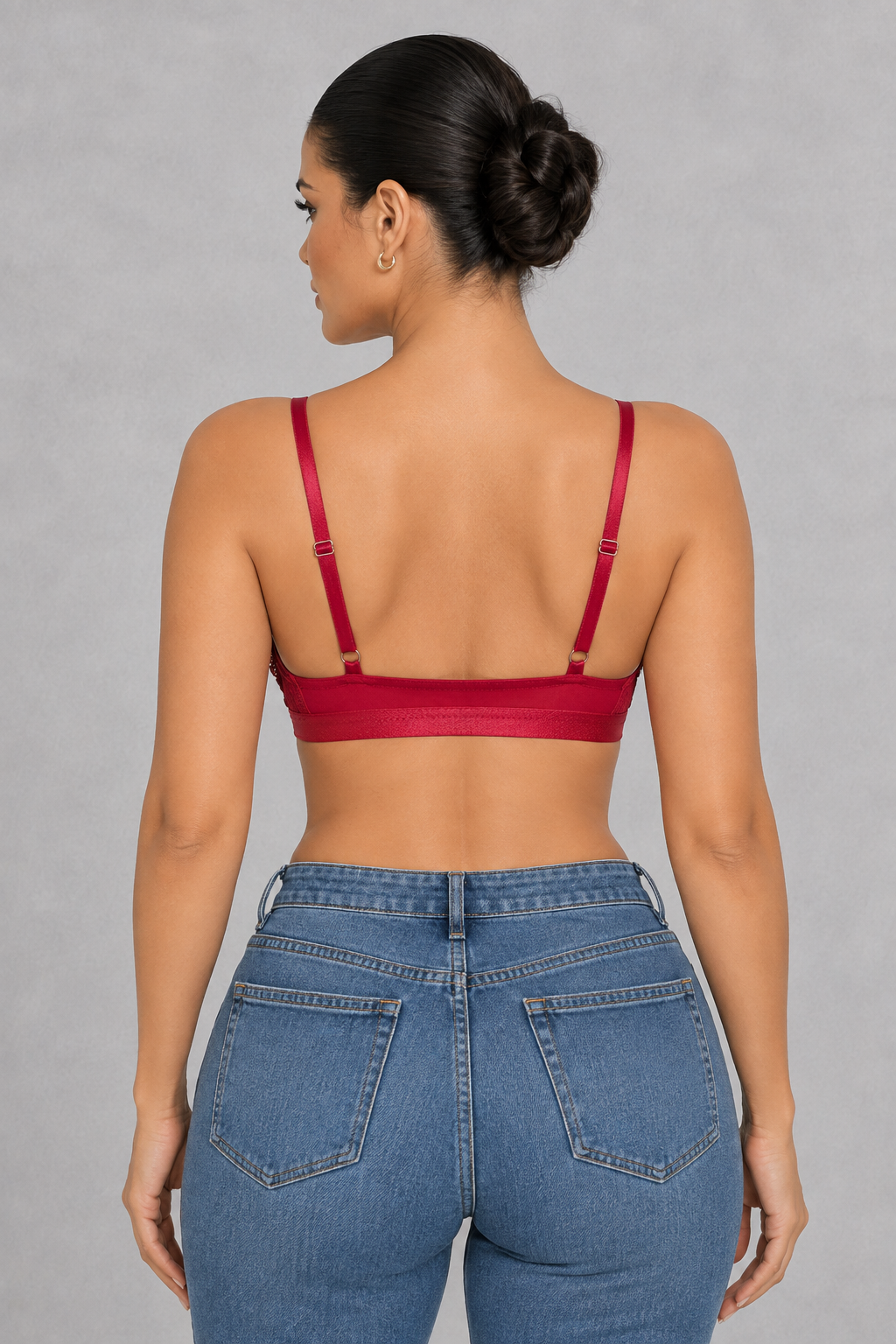 Ultra-thin lace-trim nursing bra with clip-down cup