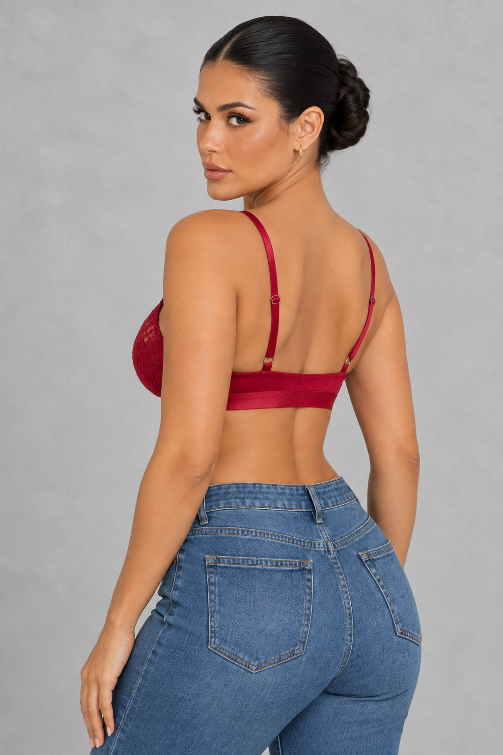 Ultra-thin lace-trim nursing bra with clip-down cup