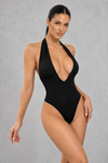 Sculp Backless Halter Neck Plunge Bodysuit