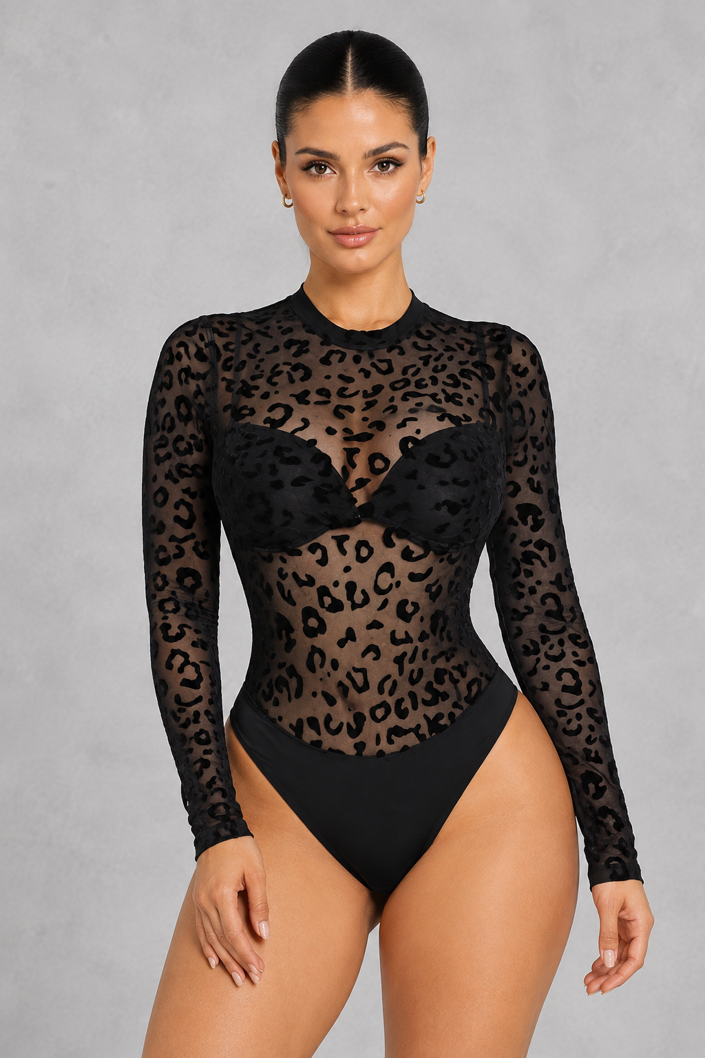 Sculp Leopard Print Long Sleeve Bodysuit