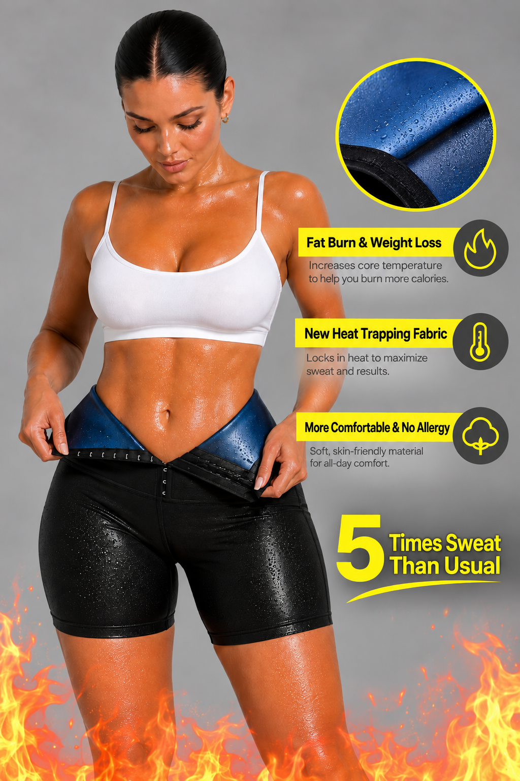 Sculp Sauna Effect High-Waisted Sweat Shorts