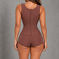 Sculp Colombian zip-front corset vest in Brown – back view