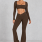 Sculp Flared Leggings Yoga Set in Chocolate – front view