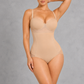 Sculp underwire push-up shaping bodysuit in nude with mesh panels, front view