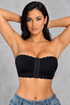 Sculp Scalloped Strapless Front Closure Bra in Black – front