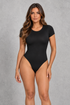 Sculp Short Sleeve Thong Bodysuit – Black