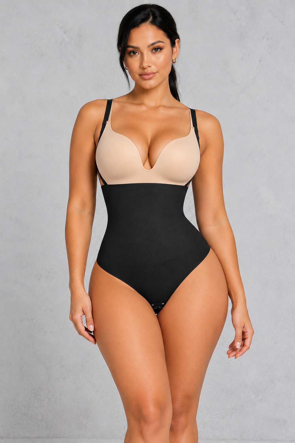 Sculp open bust thong bodysuit with high-waisted tummy control