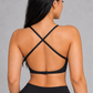Sculp Deep Plunge Longline Push-Up Bra in Black – back, crossed straps